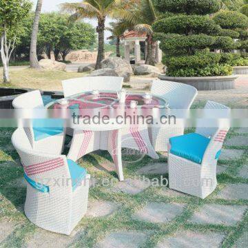 Outdoor flower patten Rattan dining set