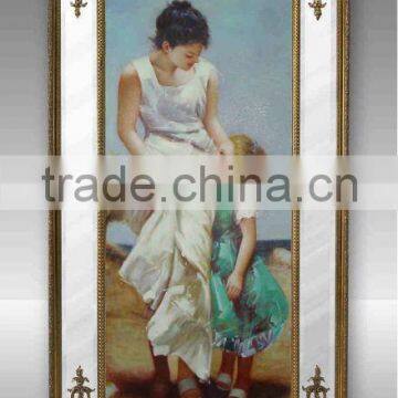 framed oil painting,women portrait oil painting for home decor