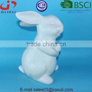 BSCI Audit Factory Easter Top Sale Ceramic Rabbit Figurines, White Porcelain Ceramic Rabbits photo-2