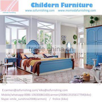 MJ9903 in stock neoclassic popular skype blue matching bedroom home furniture queen king size young people children bedroom set