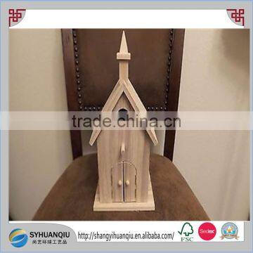 CHURCH Bird House China Built Wooden Birdhouse NEW BIRCH Wood handmade 12" TALL