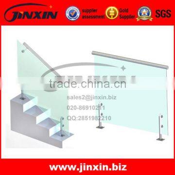 JINXIN square mirror surface glass balustrades spigots stainless steel indoor railing