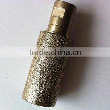 Vacuum brazed diamond drilling router bits for marbles