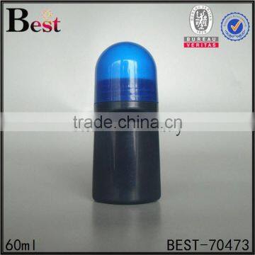 alibaba best sellers high quality 60ml plastic black roll on deodorant packaging with blue cap wholesale