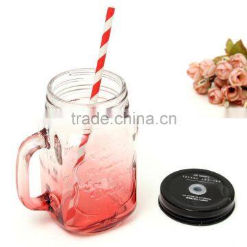 Drinking Glasd Mason Jar With Handle Lid Straw Party Mug Glass Cup photo-4