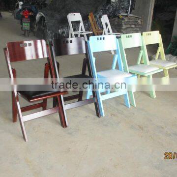 Pure Beech Wood White Folding Chair With PVC Pad for Wedding Rental photo-5