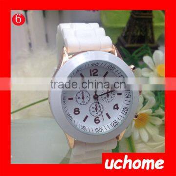 UCHOME Promotional Advertising Quartz Watches for Lady Cheap Silicone Band Women Geneva Watch photo-4