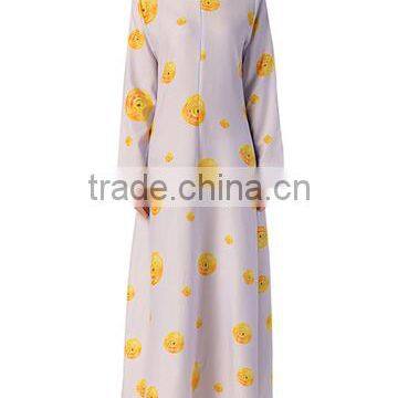 cheap price muslim dress Fashion Style Yellow Rose Print Abaya Long Dress