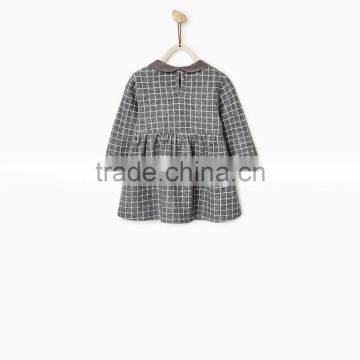 Latest Children Winter Plush Check Dress With Peter Pan Collar Design Children Girls Kids Clothes Garment 2016 HSD5797 photo-3