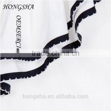 Fashion Baby Girls White & Navy Blue Ruffled Cotton Cutting Blouse Designs HST7741 photo-5