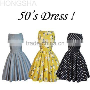 Rockabilly Swing Dress Print Tea Dress Vintage Retro 50s Party Dress HSD1392