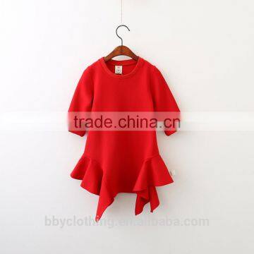 Red Black Girls Dress Autumn Winter Thick Velvet Cotton Children Clothing Long-Sleeved Kids Ruffles Dresses for Girls photo-2