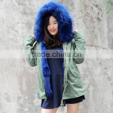 CX-G-P-05N Winter Warm Genuine Fox Fur Coat Women Real Fur Parka