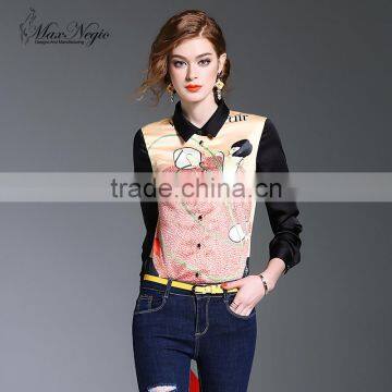 Maxnegio lady print new blouse fashion cutting blouse back neck designs
