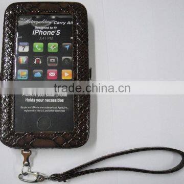 Popular snake pu leather mobile phone holder