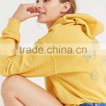 Hot Sale Popular Silence Noise Oui Nah Logo Printing Hoodie Sweatshirt Kangaroo Pocket Yellow Cute Hoody
