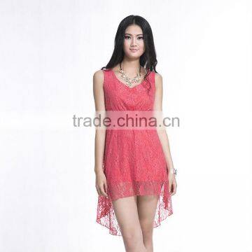 2017 summer irregular lace dress, O neck lace dress