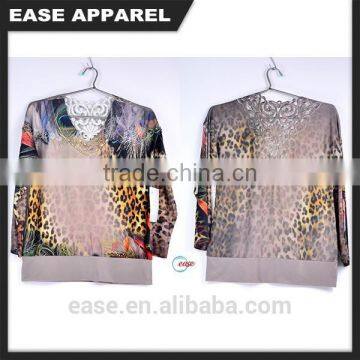 lady pullover tiger printing blouse