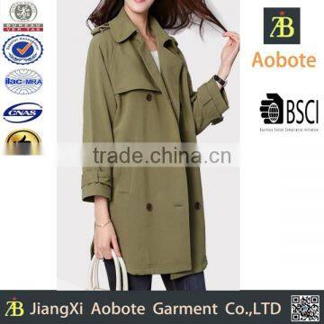 2015 High Quality Customized Spring Ladies Long Cotton Coat