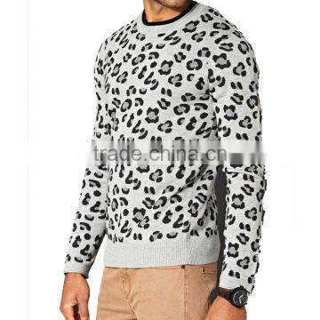 Rib-knit Hem Crew Neck Long Sleeve Leopard Pullover Sweater Knitting Pattern photo-2