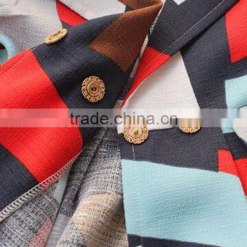 ShiJ 2016 Design Geometry Print Long Girls Coat Kid Clothes photo-6