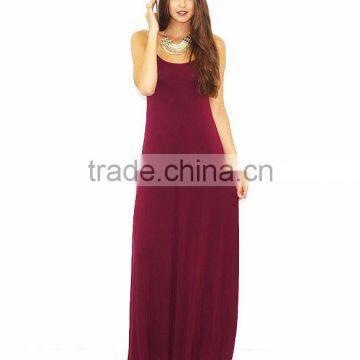 High Quality Round Neck Sleeveless Maxi New Ladies Dress 2015 photo-2