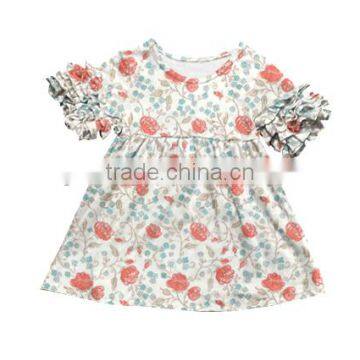 2017 Summer new design ruffle dress baby girl dress with flutter sleeve whosale girls spring /summer dress