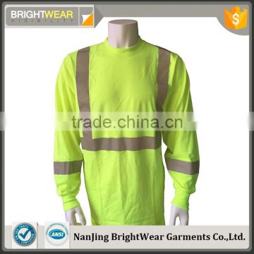 High vis Lime heat-applied tape long sleeve safety T-shirt