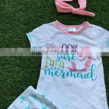 Kids Clothes Girls Boutique Clothing Set Girls Summer Outfits I am 99% Sure I am a Mermaid Outfits With Headband photo-5