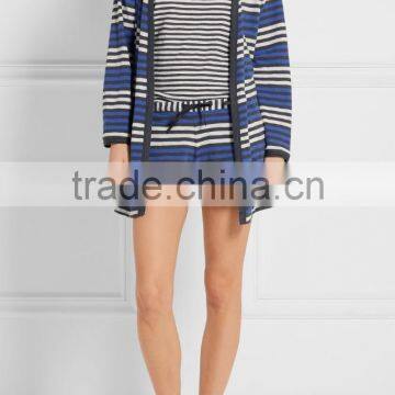 Comfortable Slip On 100% Cotton Womens Loungewear With Attached Belt in Colorful Stripes photo-3