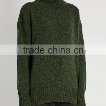 High Quality Custom High Neck Green Sweater Women 2017 photo-3