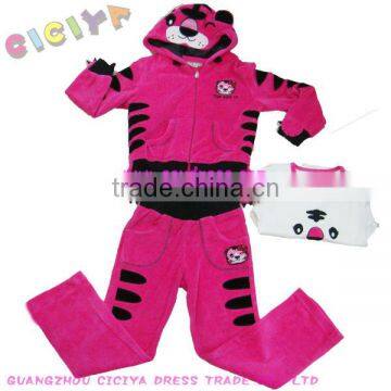 New Fashion Cute Tiger Designed Girl Velvet Pajamas in Pajamas