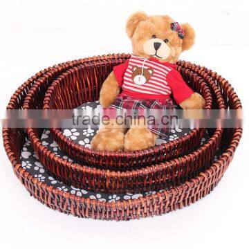 Exquisite Workmanship Rattan Dog Cat Bed Pure Hand to Build With Cushion photo-5