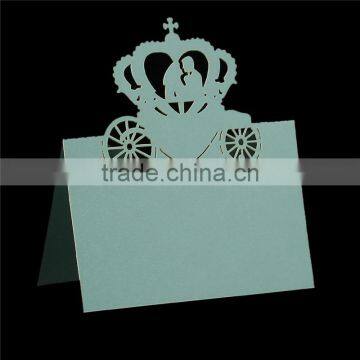 Paper Wedding Party Name Place Card Crown Mint Green photo-1