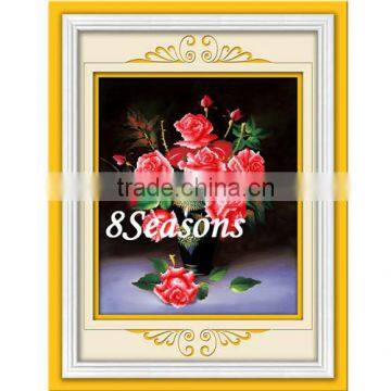 Red Flower Pattern Embroidery Diamond &Rhinestone Painting Wall Hangings Chinese Cross Stitch Set