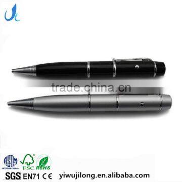 high quality laser point and 4GB 8GB 16GB USB Logo ballpoint business metal pen box gift set