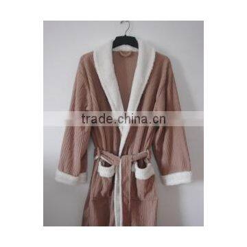 100-Polyester-Jacquard-Polar-Fleece-Robe-with-Anti-Pilling