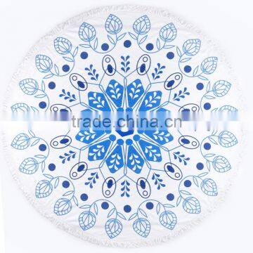 2016 innovative Cotton printed round beach towels with tassel softextile Mandala