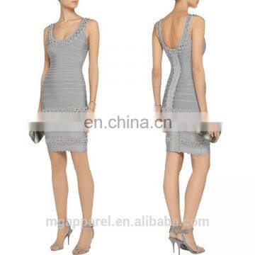 china fashion apparel studded sexy short mini women stretch bandage bodycon dress wholesale