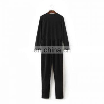Women Deep V Neck Long Sleeve Jumpsuits Sexy Slim Fit Black Bodycon Jumpsuits For Women 2016 Sexy