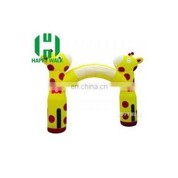 Yellow Color Giraffe Themed Outdoor Inflatable Entrance Arch For Advertising