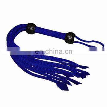 HMB-520D LEATHER BULLWHIP FLOGGER BRAID NINE O CAT TAILS WHIPS BLUE COLOR