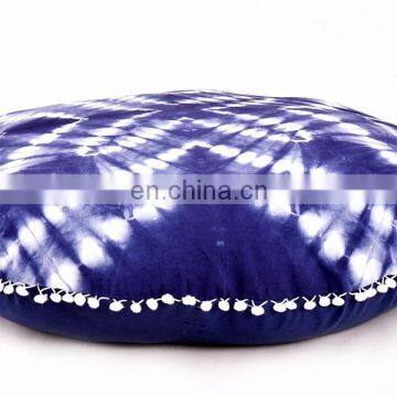 Indian 2017 Star Mandala Round Meditation Ottoman Cover Hand Tie Dye Shibori Print Round Pillow Cover Cushion Cover Pillow Case