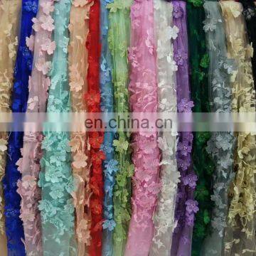 Multicolor Lace Stretch Floral Embroidered Polyester 3d Tulle Lace Fabric photo-2