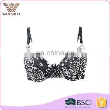 Flower decoration good quality nylon breathable ladies underwear bra new design