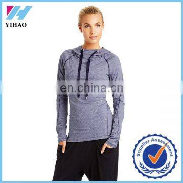 Yihao women long sleeve with hood sweatshirits knitted hoodies sports fitness workout running hoodies 2015