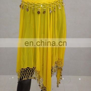 Indian hanging coins Belly dance chiffon skirt Q-6027#