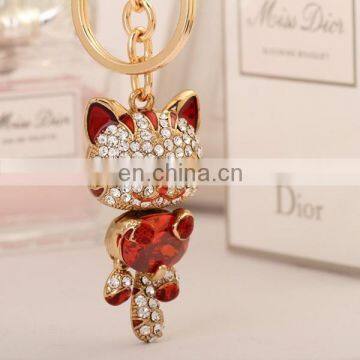 HOTEST PROMOTIONAL DELICATE GIFT CRYSTAL SMILEY DIAMOND CAT KEYCHAIN