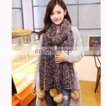 knitted scarf 220*60cm with 2*10cm fringe 2017 new design woman scarf two-face pattern scarf