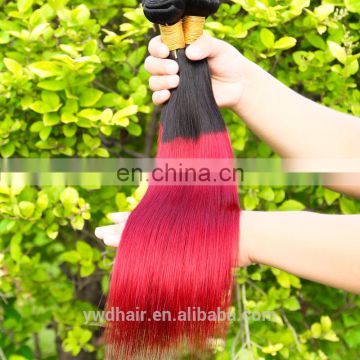 Grade 8a virgin hair Pervian straight ombre bundles hair weaves 1B/red color